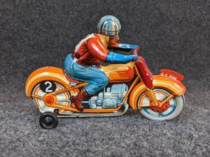lot 506 image: Vintage Technofix Tin Litho Wind-Up Racing Motorcycle - WORKS - Made in France