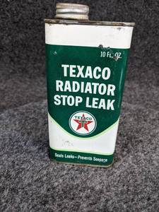 lot 483 image: New Old Stock Vintage TEXACO Radiator Stop Leak 10oz Tin Can