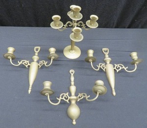 lot 13 image: LARGE LOT OF BRASS CANDLE ITEMS
