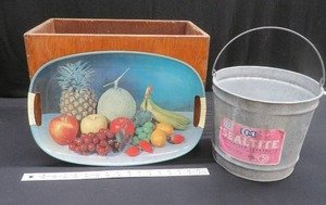 lot 25 image: SEALTITE PAIL., VINTAGE PLATTER, ADN WOODEN BOX.