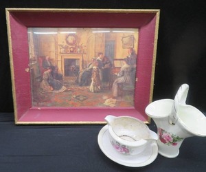 lot 58 image: VINTAGE CHINA AND FRAMED PICTURE.