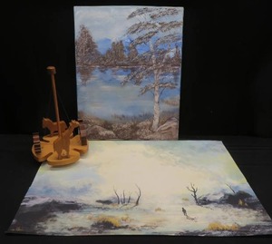 lot 70 image: HAND MADE WOODEN CAROUSEL AND ART