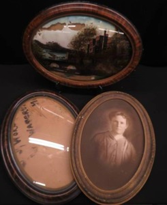 lot 72 image: 2 CONVEX FRAMES, ONE WITH REVERSE PAINT PICTURE