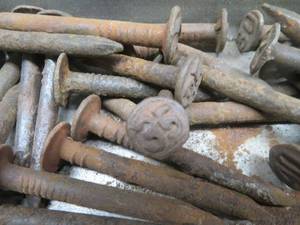 lot 161 image: TIN OF DATED RAILROAD NAILS