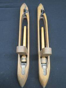 lot 164 image: WOOD LOOM SHUTTLE CANDLESTICK  SCONCES