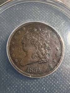 lot 01 image: 1834 US HALF CENT EF45 ANACS
