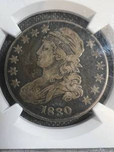 lot 03 image: 1830 US CAPPED BUST HALF DOLLAR F12 NGC