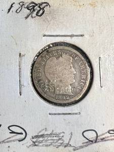 lot 42 image: 3 US BARBER DIMES 1898 1912-S 1916