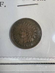 lot 50 image: 2 US INDIAN HEAD CENTS 1908 1909