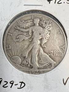 lot 63 image: 1929-D US WALKING LIBERTY HALF DOLLAR