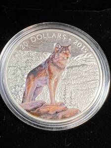 lot 98 image: 2015 CANADA $20 ALPHA WOLF 1 OZ .999 FINE SILVER