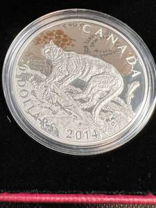 lot 104 image: 2014 CANADA $20 COUGAR ON MTN 1 OZ .999 FINE SILVER