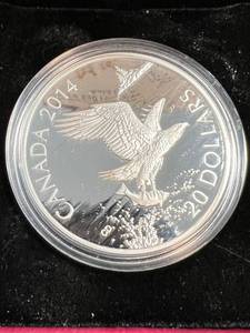 lot 105 image: 2014 CANADA $20 BALD EAGLE 1 OZ .999 FINE SILVER