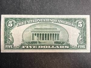 lot 108 image: 1928-E US RED SEAL $5 CURRENCY NOTE
