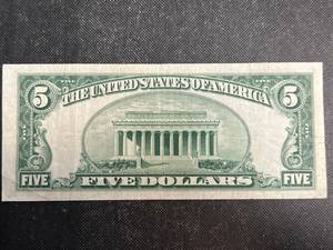 lot 112 image: 1953 US BLUE SEAL $5 SILVER CERTIFICATE