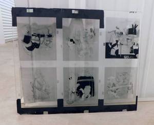 lot 2 image: Large Wood Crate of Vintage Glass Color Separation Plates and Negatives