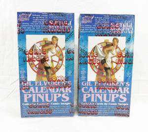 lot 28 image: Lot of 2 Vintage 1993 Gil Elvgrens Calendar Pinups Collector Cards by Comic Images