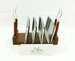 lot 29 image: Vintage Rosewood and Stainless Steel Hostess Set Made In Japan