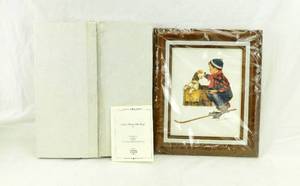 lot 42 image: Vintage 1997 The Norman Rockwell Family Trust Numbered A Boy Meets His Dog Framed Print