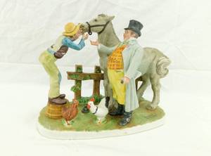 lot 60 image: Vintage 1982 Numbered Limited Edition Norman Rockwell The Horse Trader Traveling Salesman Series Figurine