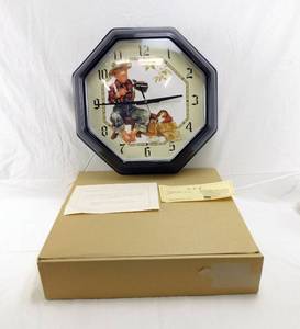 lot 88 image: Norman Rockwells Boy and His Dog Series Mysterious Malady Octagon Plastic Clock