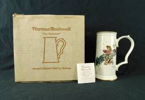 lot 110 image: Vintage 1981 Norman Rockwell Annual Collectors Stein by Gorham  Four Seasons Spring - Day Dreamers