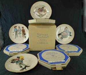 lot 111 image: Vintage 1975 Norman Rockwell Gorham Limited Edition Four Seasons Collector Plate Set