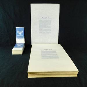 lot 135 image: Large Lot of Maxfield Parrish Onionskin Information Sheet and  New Moon Tipon Cards