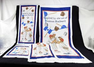 lot 117 image: Vintage Norman Rockwell Sporting Boys Choosin Up 3 Towel and 1 Wash Cloth Set