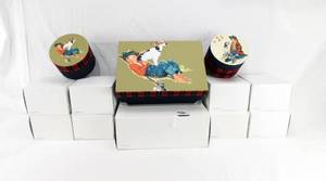 lot 144 image: Lot of Norman Rockwell A Boy and His Dog And Pride of Parenthood Decorative Storage Containers