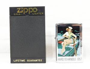 lot 138 image: Vintage 1996 Gil Elvgren Hard to Handle Pin Up Zippo Lighter
