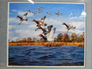 lot 143 image: Vintage David Maass Midday Flight Postal Commemorative Framed Print