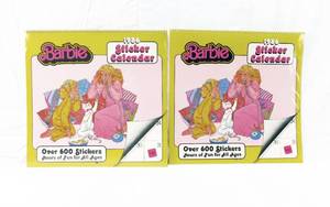 lot 153 image: Set of 2 Vintage 1986 2025 Barbie Sealed Sticker Calendars