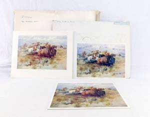 lot 181 image: Lot of 20 Vintage Charles M Russell The Buffalo Hunt Prints
