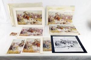 lot 182 image: Lot of 200 Vintage Charles M Russell Bronc to Breakfast Prints
