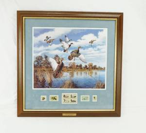 lot 214 image: Vintage David Maass Abrupt Departure Postal Commemorative Framed Print