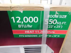 lot 11 image: New - LG 12,000 BTU 230208-Volt Window Air Conditioner LW1221HRSM Cools 550 Sq. Ft. with Cool and Heat, Wi-Fi Enabled