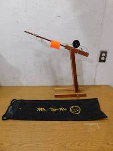 lot 89 image: MR. TIP-UP Ice Fishing Cadillac of Wind TIP-UPS Red Cedar With Case Tip Up