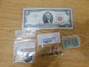 lot 96 image: Antique Coins and 1963 Red Seal $2 Bill Huge $$$$ Lot - LK