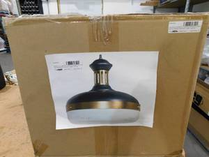 lot 100 image: MAGNOLIA HOME BY JOANNA GAINSxLOLOI Black Baker Pendant Light