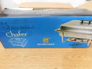 lot 102 image: Chafer, Full Size, 8 Quart Capacity, Rectangular, Includes Welded Frame, Dripless Water Pan, Dome