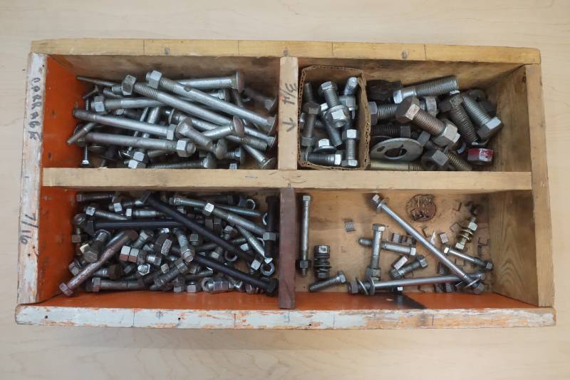 lot 183 image: Bolts and Wooden Bin