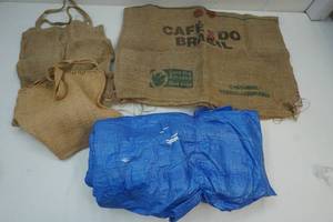 lot 386 image: tarp, burlap sack