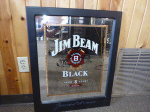 lot 4 image: Jim Beam Black Framed Mirror Sign