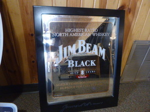 lot 5 image: Jim Beam Black Framed Mirror Sign
