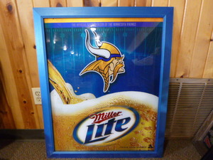 lot 9 image: Miller Lite Minnesota Vikings Framed Sign