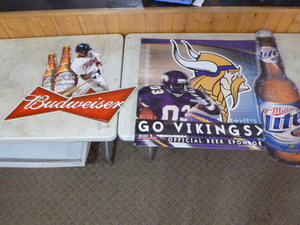 lot 12 image: 2 Tin Beer Signs