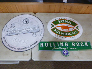 lot 14 image: 3 Tin Beer Signs