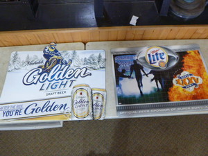 lot 17 image: 2 Tin Beer Signs