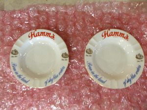 lot 39 image: 2 Vintage Hamms Porcelain Ashtrays